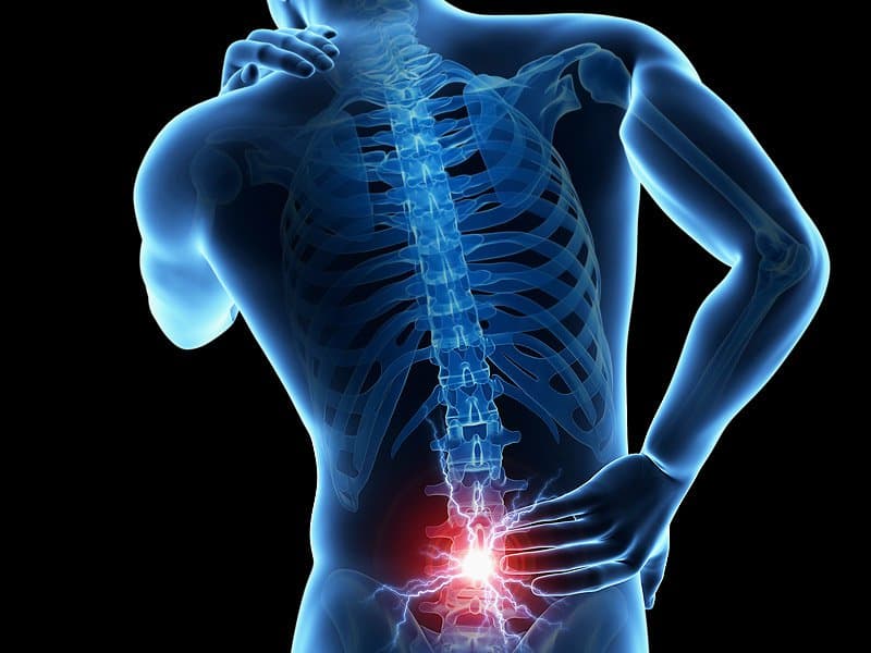 Patient receiving spinal decompression or physical therapy treatment