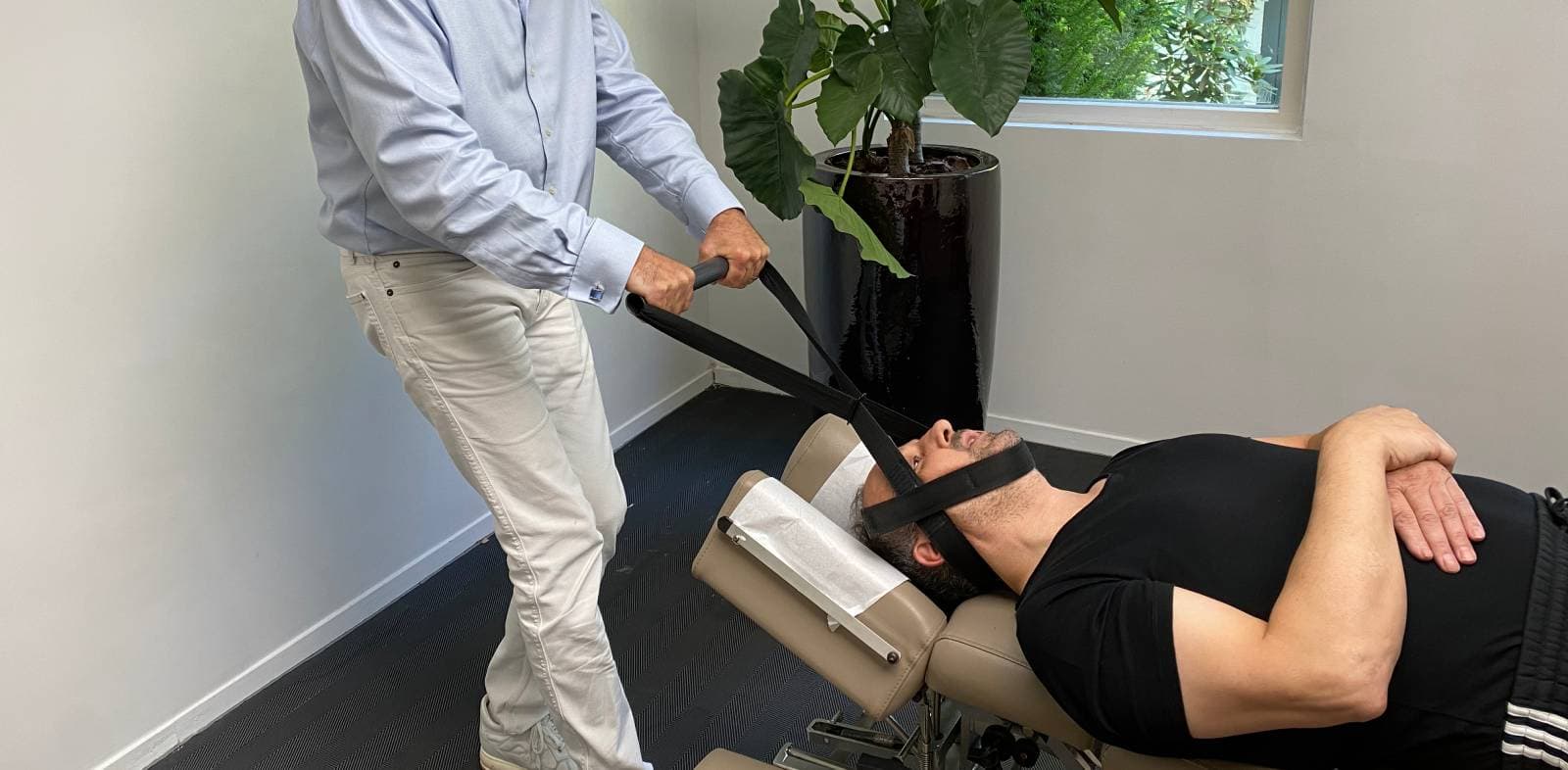 Person stretching or doing posture-related exercise